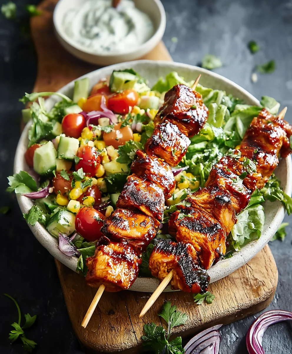 BBQ Chicken Skewer Salad- Flavorful & Fresh Meal