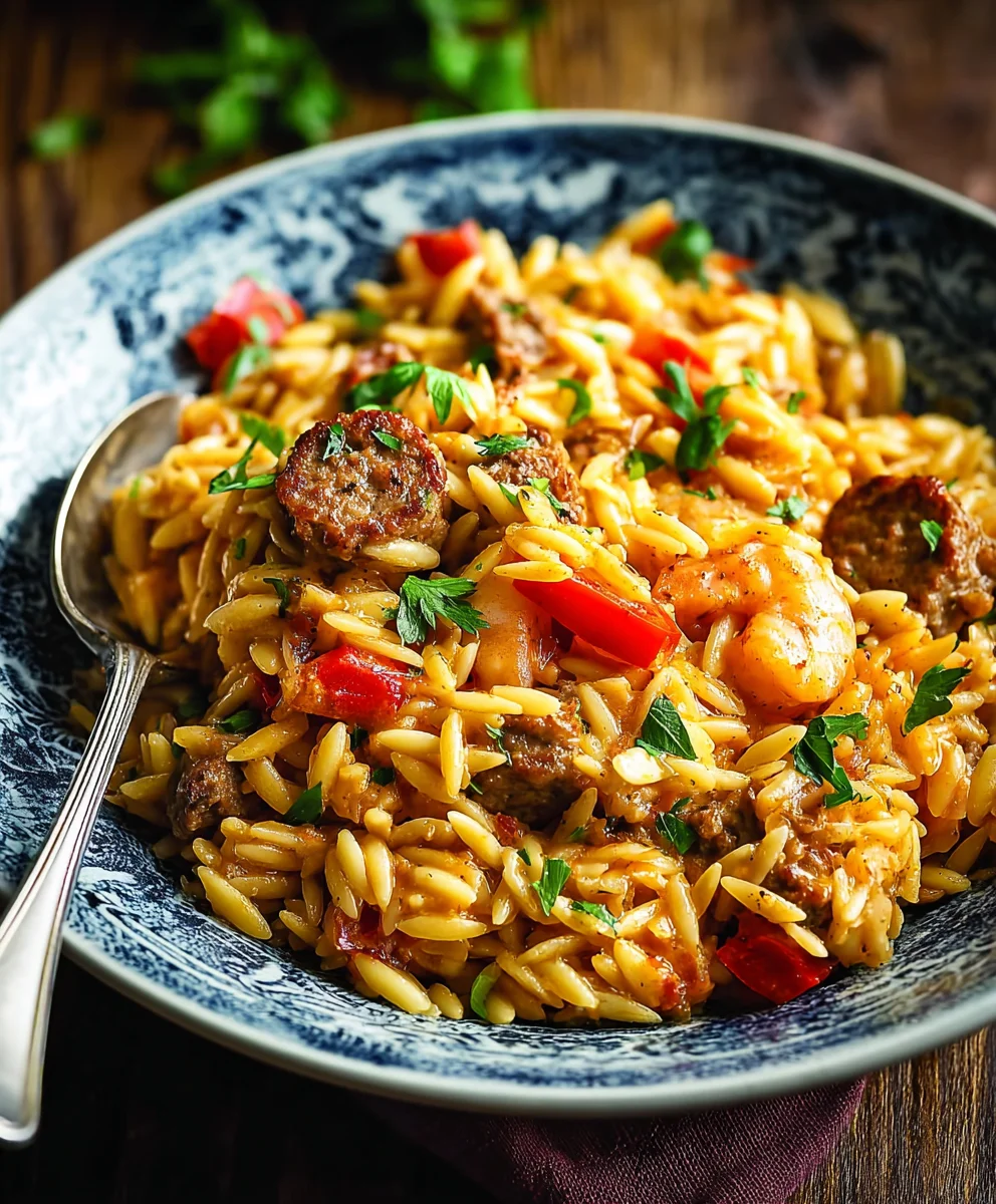 Spicy Cajun Orzo-Easy Beef & Veggie One-Pan Meal