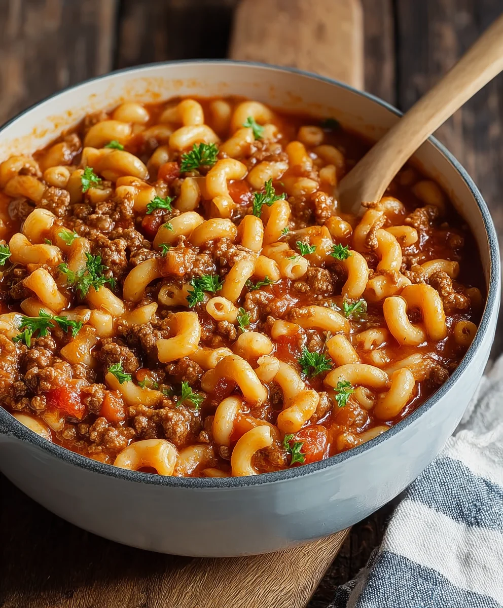 Cheesy Beef Goulash One-Pot Easy Meal
