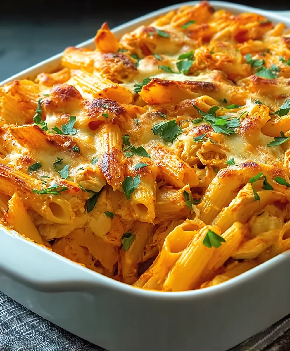 Spicy Buffalo Chicken Pasta Bake Recipe-Easy Comfort Food