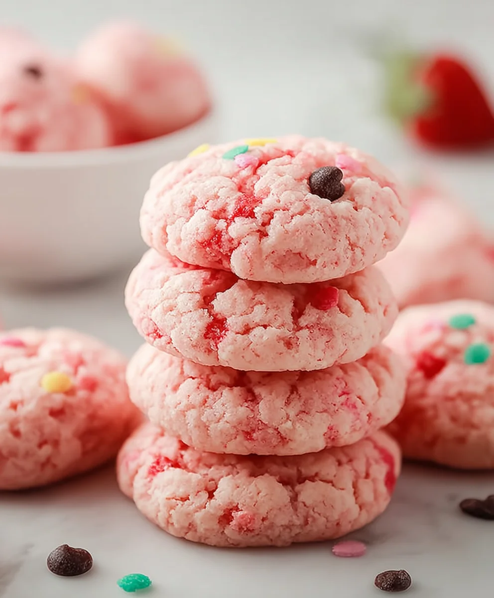 Easy Strawberry Cake Mix Cookies Recipe