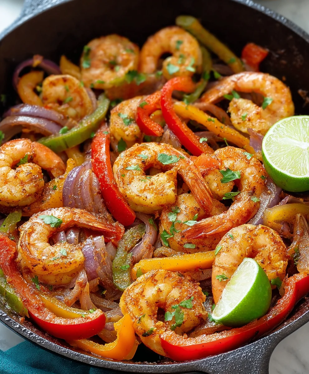 Easy Skillet Shrimp Fajitas- Dinner in Minutes