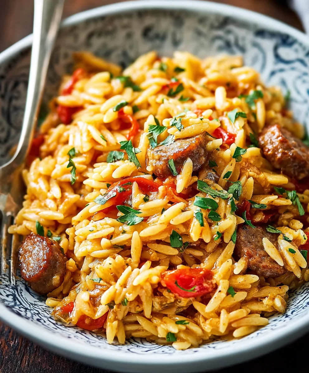 Spicy Cajun Orzo-Easy Beef & Veggie One-Pan Meal