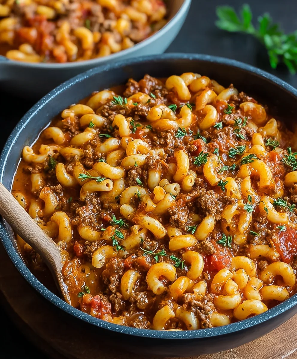 Cheesy Beef Goulash One-Pot Easy Meal