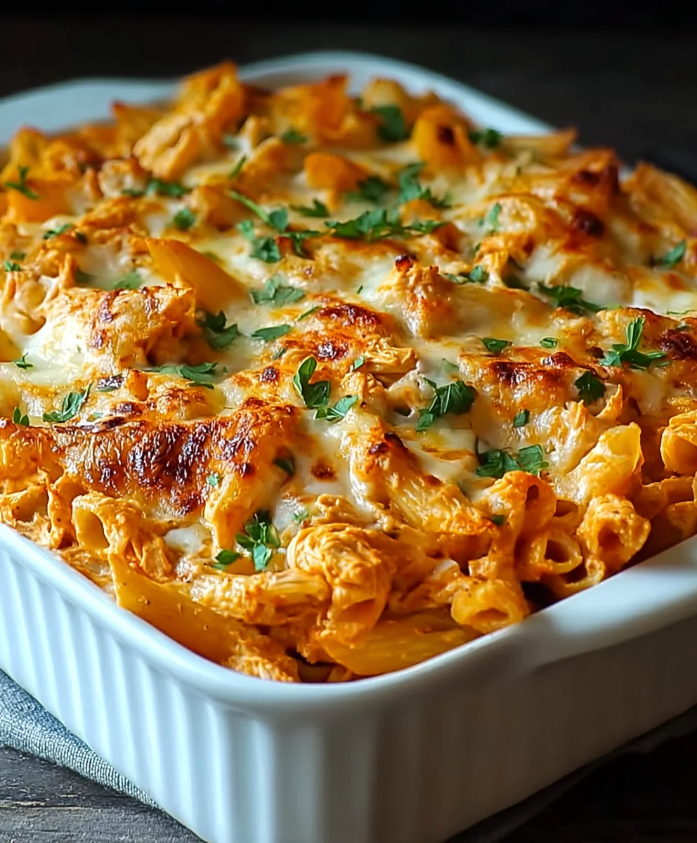 Spicy Buffalo Chicken Pasta Bake Recipe-Easy Comfort Food