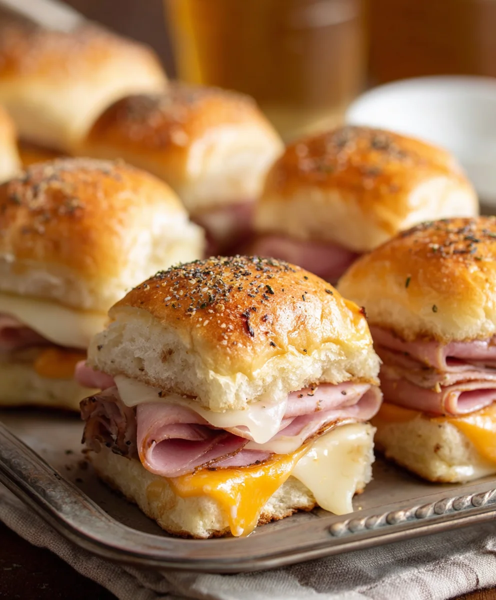 Beef Beef Ham Cheese Sliders- Easy Baked Party Appetizer
