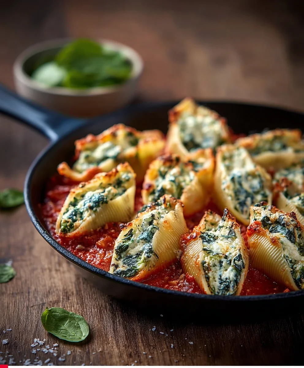 Easy Spinach Ricotta Stuffed Shells