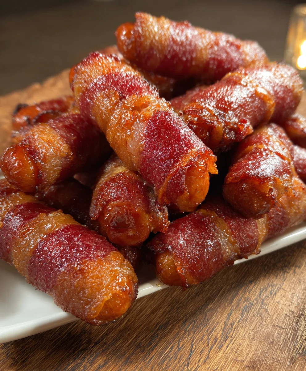 Beef Beef Bacon Wrapped Little Smokies-Easy Appetizer