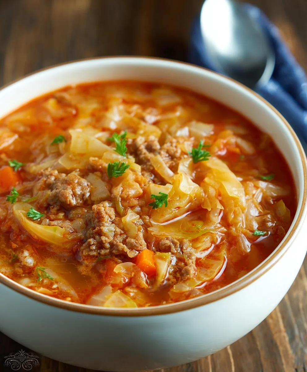 Easy Beef Cabbage Roll Soup - Hearty & Delicious