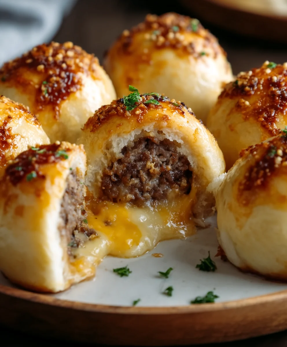 Garlic Parmesan Cheeseburger Bombs Easy Appetizer