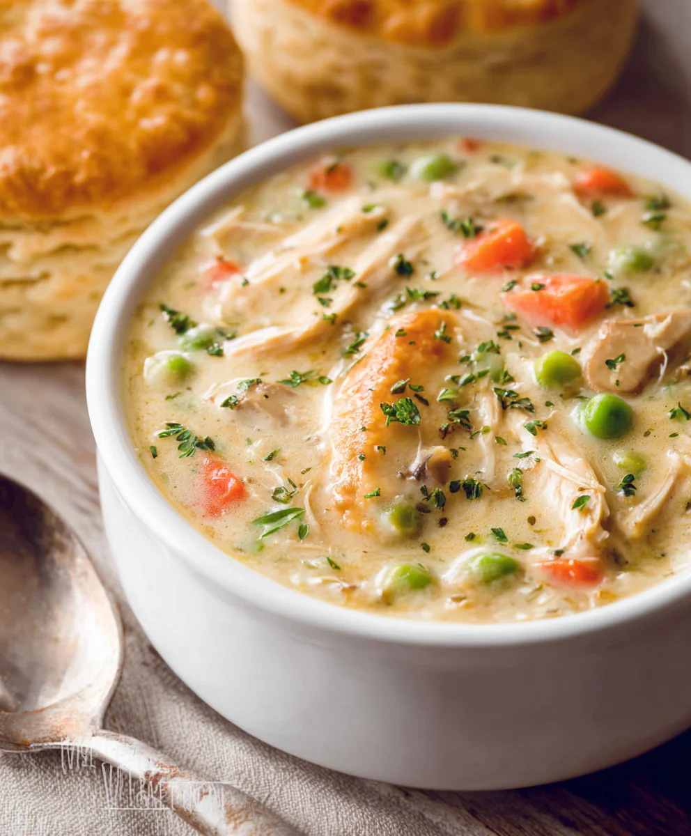 Creamy Chicken Pot Pie Soup- Comfort in a Bowl
