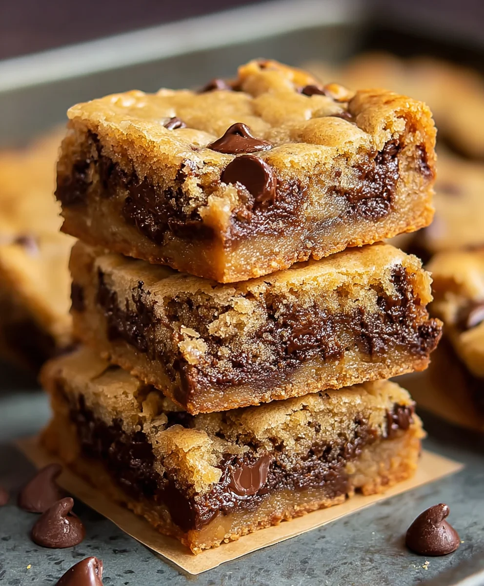 Gooey Chocolate Chip Cookie Bars- Easy Dessert Recipe