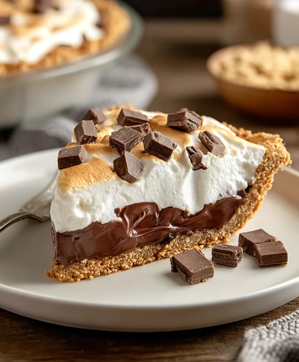 Decadent S'mores Pie- Easy Chocolate Grabeef ham Cracker Dessert