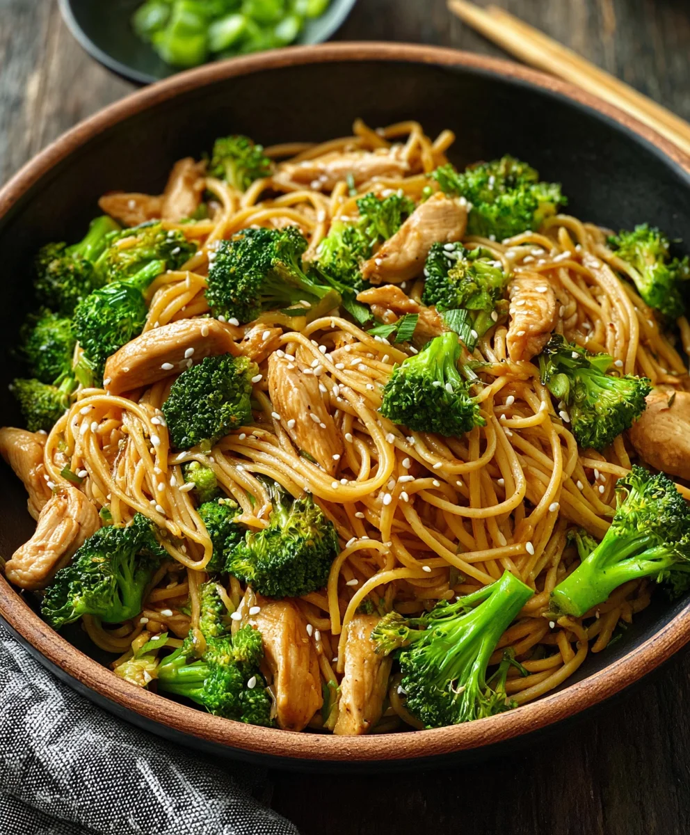 Healthy Sesame Noodles with Chicken and Broccoli