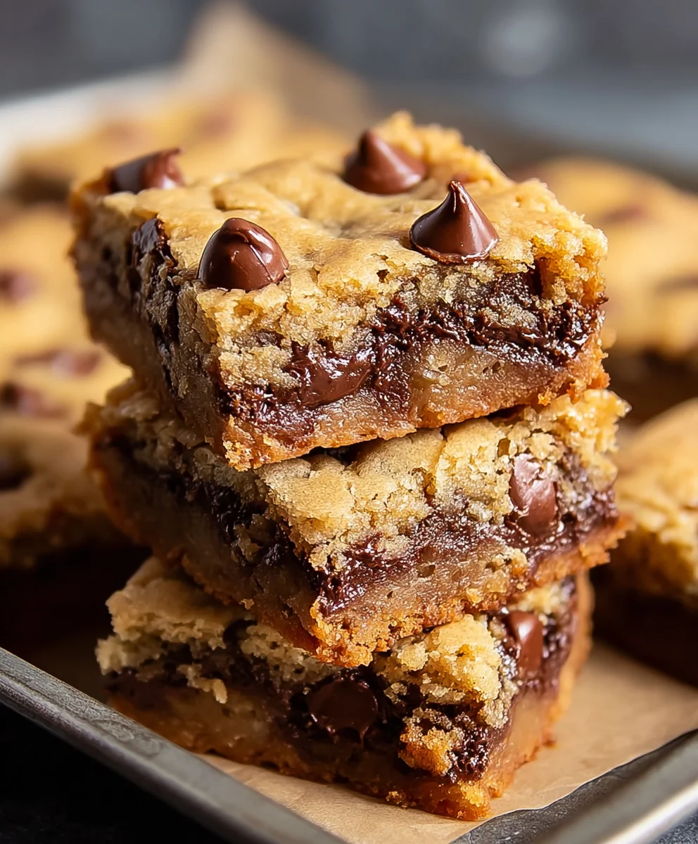 Gooey Chocolate Chip Cookie Bars- Easy Dessert Recipe