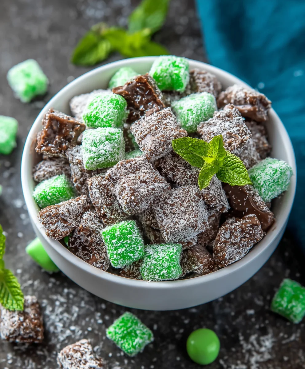 Mint Chocolate Muddy Buddies-Easy No-Bake Treat