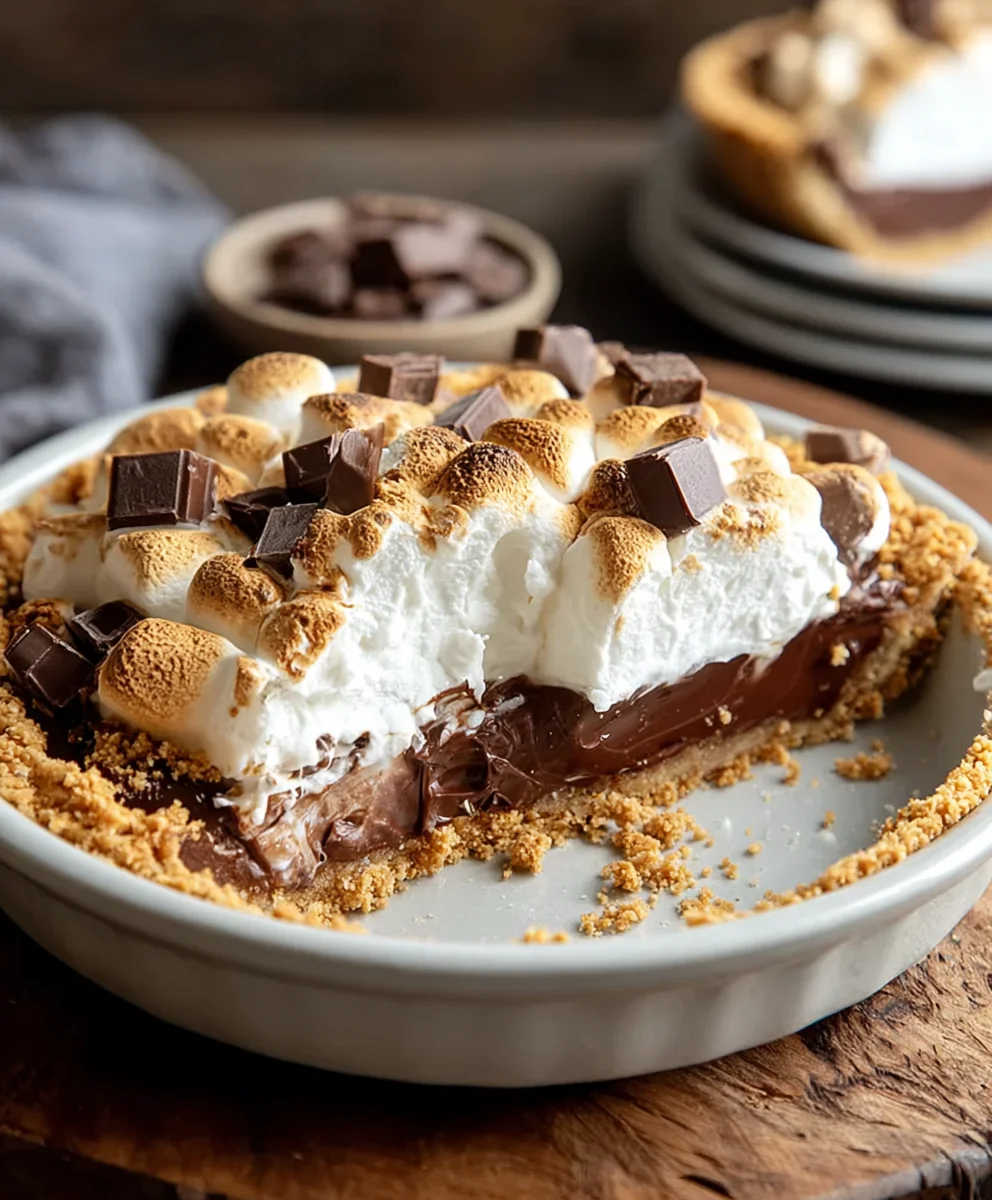 Decadent S'mores Pie- Easy Chocolate Grabeef ham Cracker Dessert