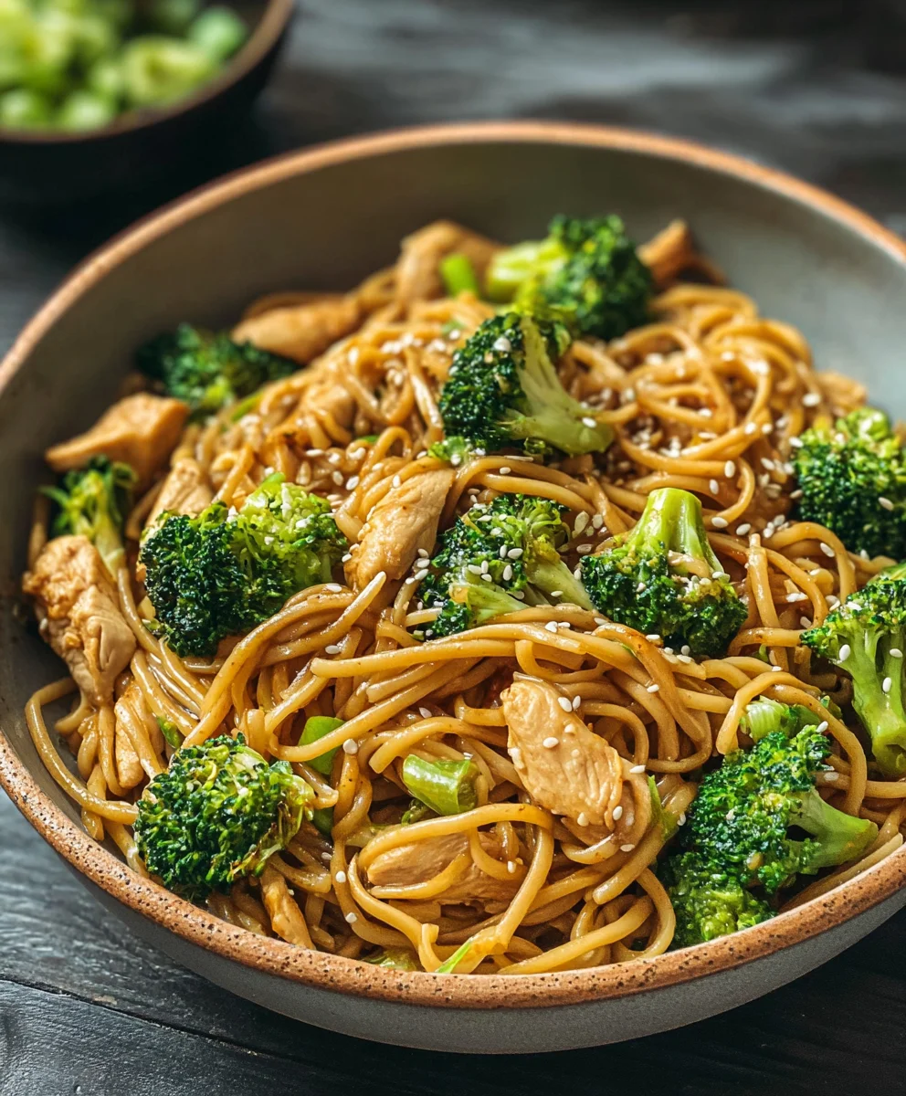 Healthy Sesame Noodles with Chicken and Broccoli
