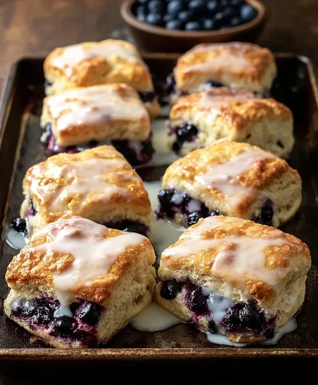 Glazed Blueberry Butter Swim Biscuits