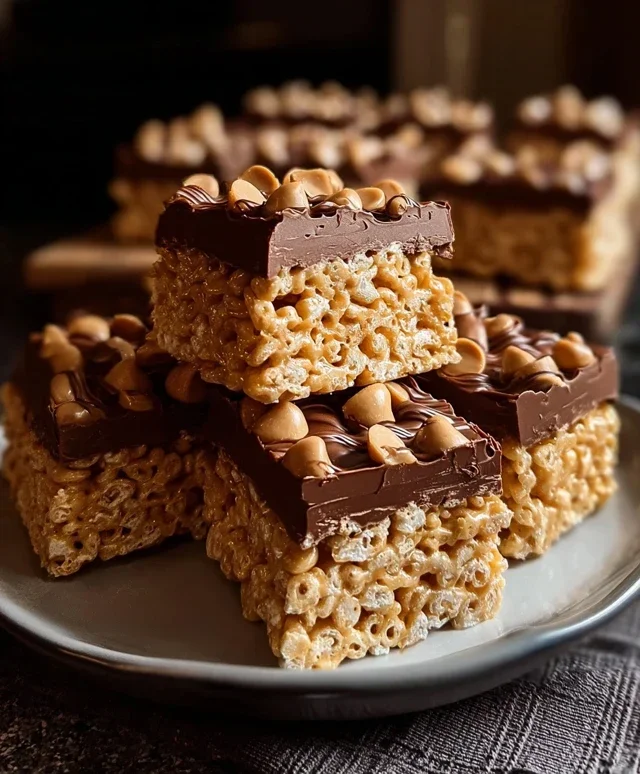 Chocolate Peanut Butter Rice Krispie Squares