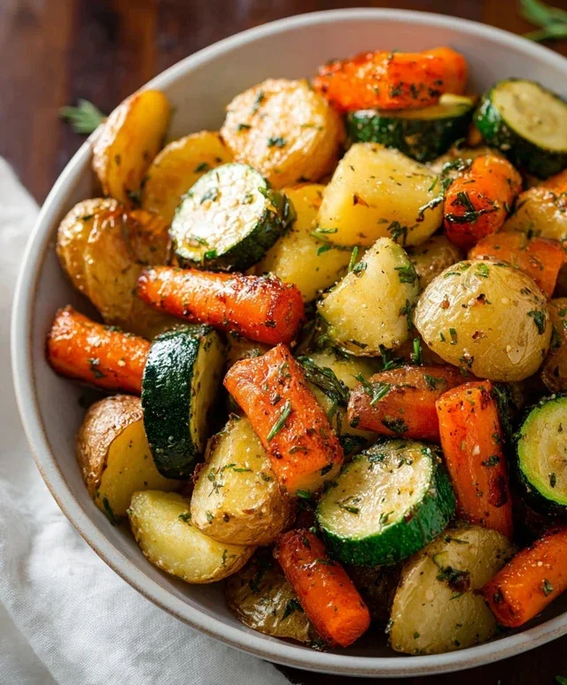 Garlic Herb Roasted Potatoes Carrots and Zucchini