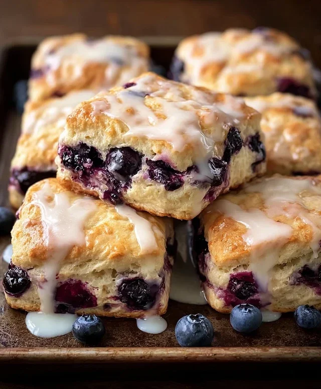 Glazed Blueberry Butter Swim Biscuits