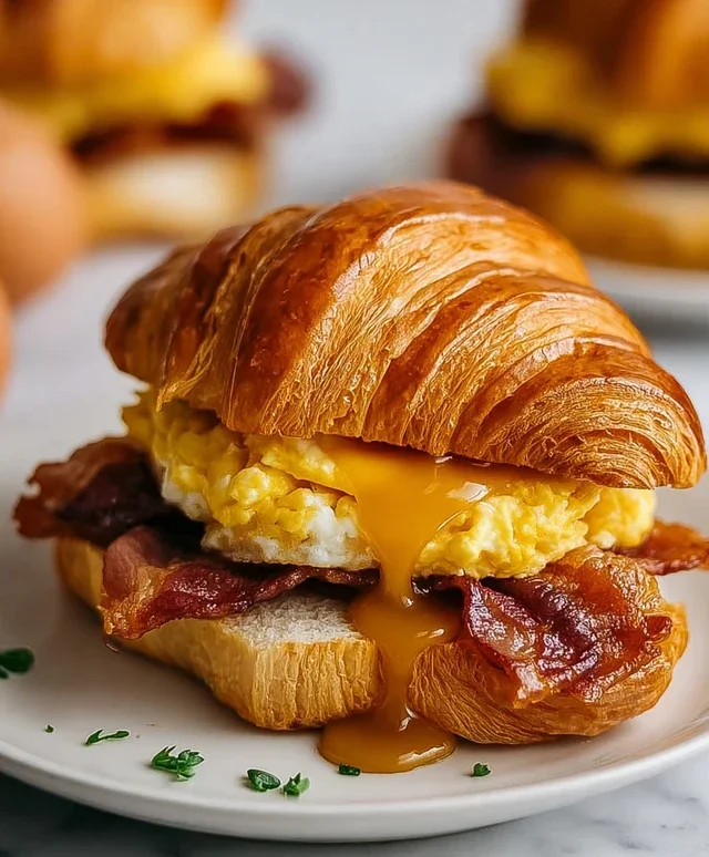 Killer Maple Mustard Croissant Breakfast Sandwiches
