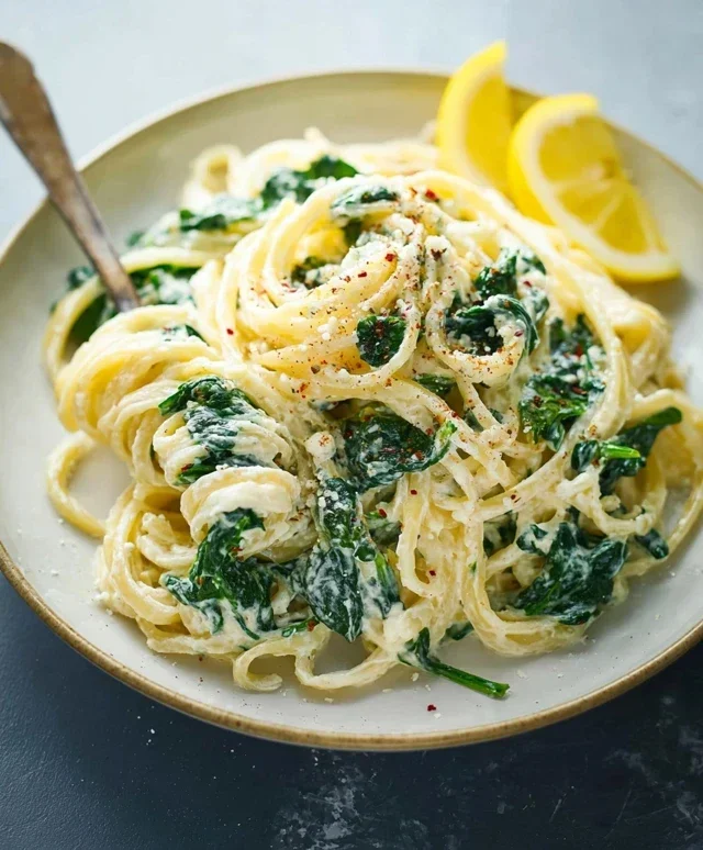 Lemon ricotta pasta & spinach