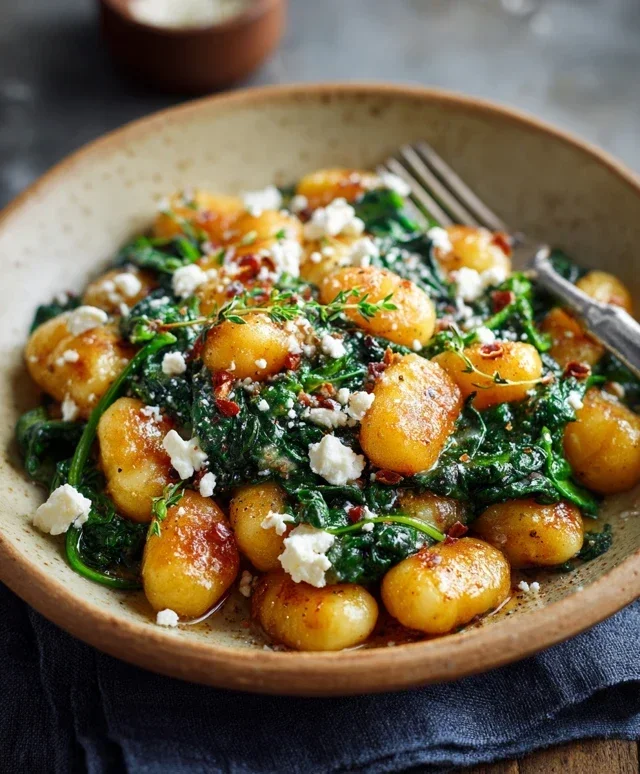 Crispy Gnocchi With Spinach And Feta