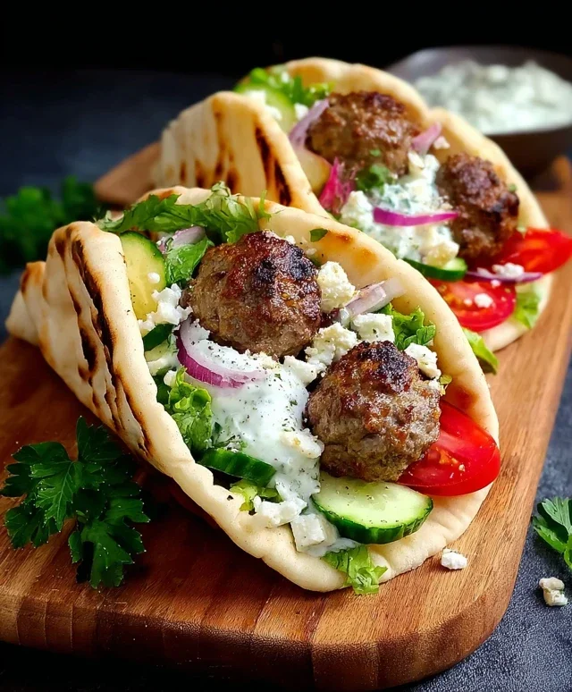 Greek Meatball Pitas