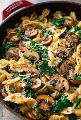 Parmesan Spinach Mushroom Pasta Skillet
