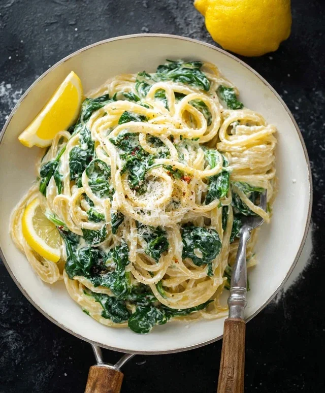 Lemon ricotta pasta & spinach