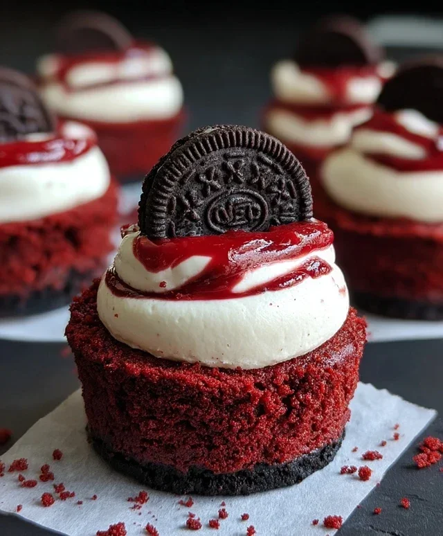 Mini Red Velvet Oreo Cheesecakes