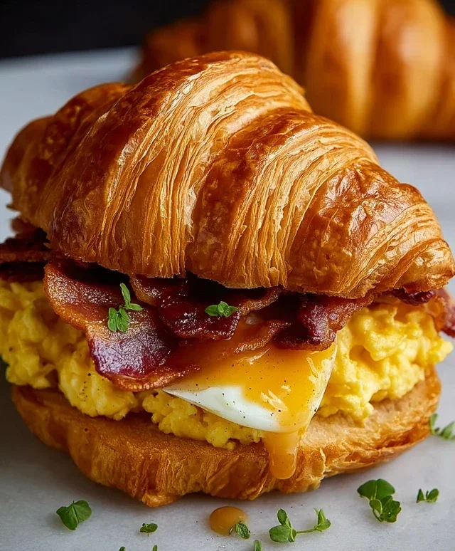 Killer Maple Mustard Croissant Breakfast Sandwiches
