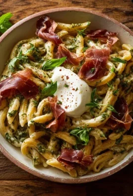 Creamy Basil and Garlic Pasta with Beef Beef Prosciutto and Burrata — Inspired With A Twist