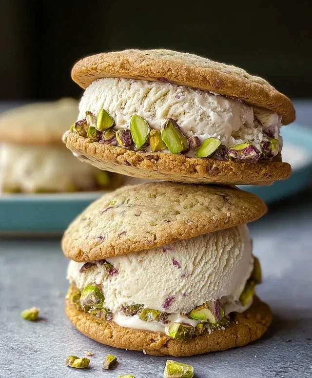 Pistachio Cookie Ice Cream Sandwiches