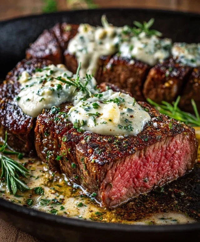Garlic Butter Steak With Parmesan Cream Sauce