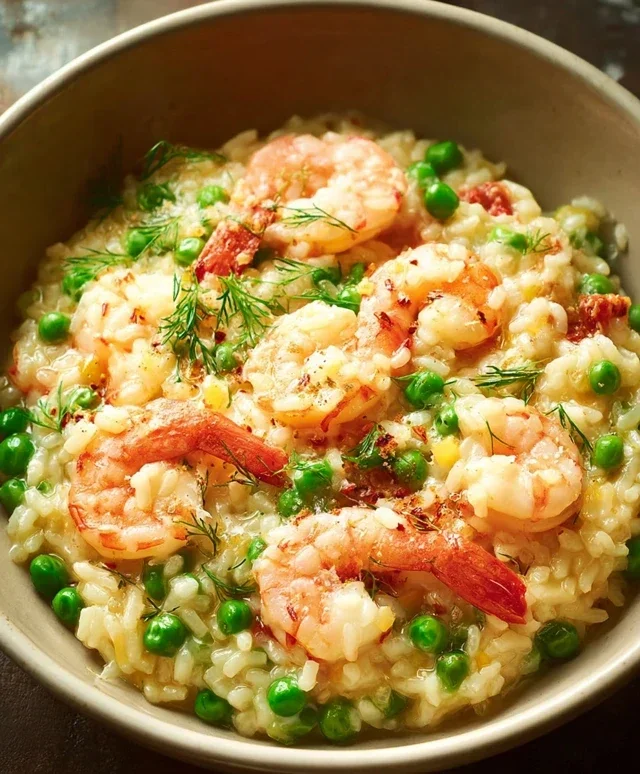 Shrimp Risotto with Peas