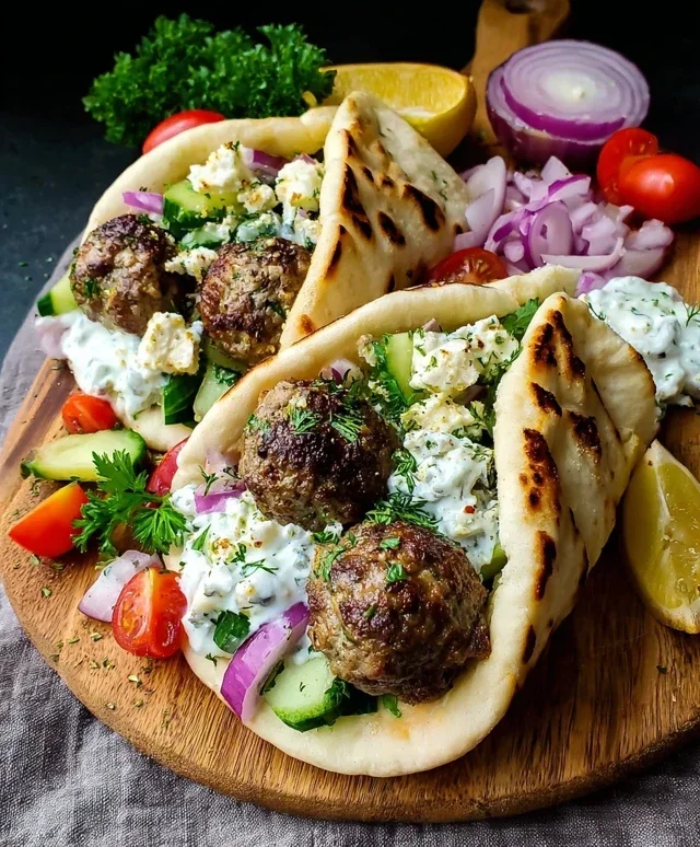 Greek Meatball Pitas