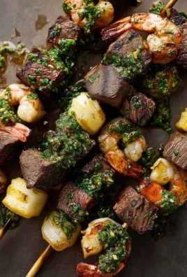 Surf and Turf Kabobs with Chimichurri Sauce
