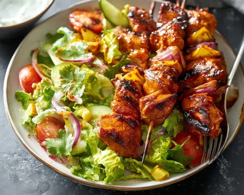 BBQ Chicken Skewer Salad