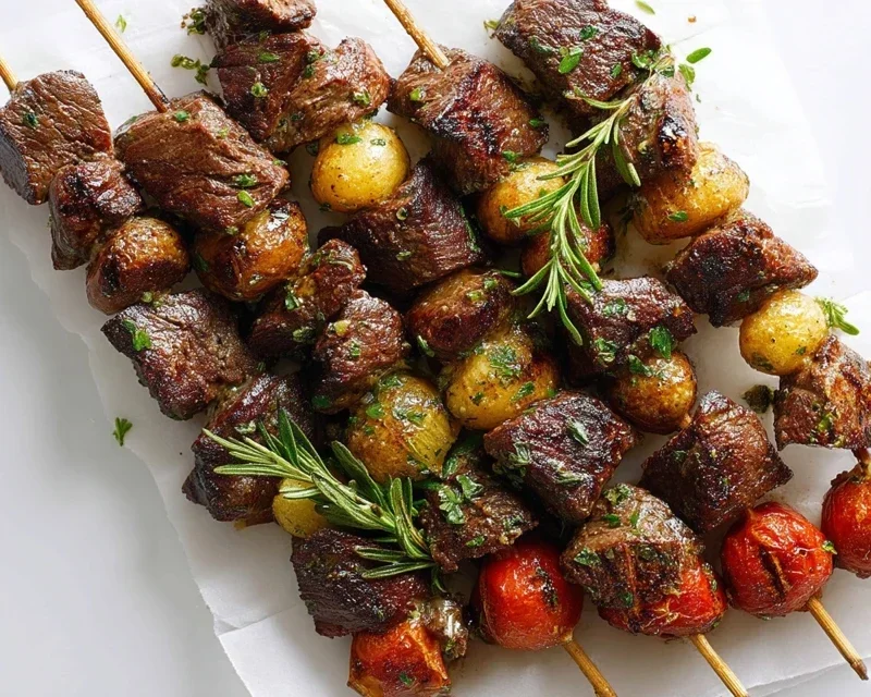 Rosemary Garlic Steak Kebabs