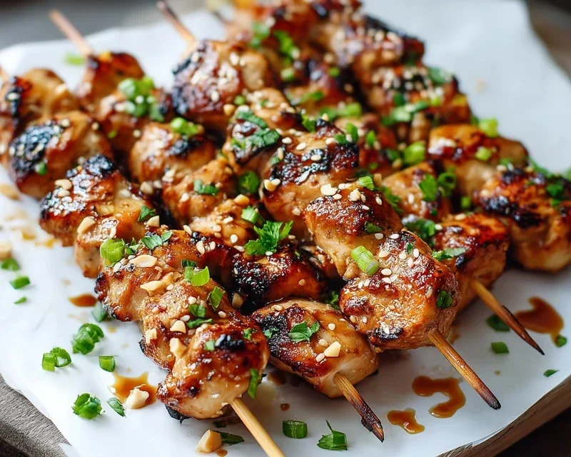 Easy Grilled Asian Chicken Skewers with Honey Garlic Sauce