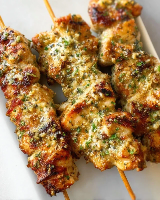 Garlic Parmesan Chicken Skewers