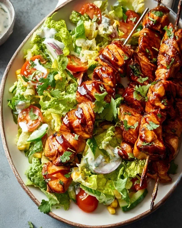 BBQ Chicken Skewer Salad