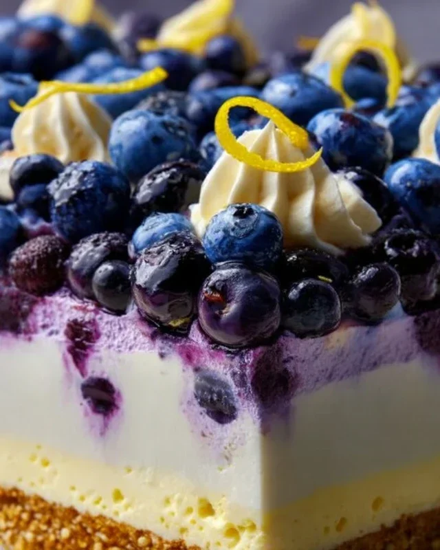 No-Bake Lemon dazzling Blueberry cream Cake