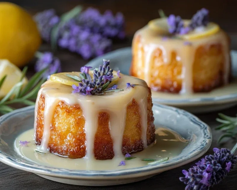Mini Lemon Cakes With Lavender Glaze