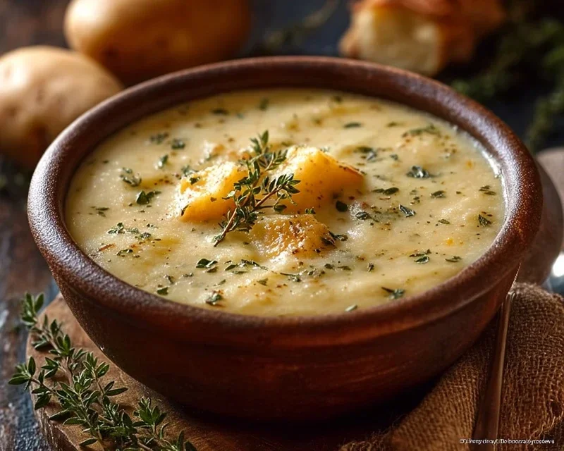 Hearty Cheddar Garlic Herb Potato Soup Recipe