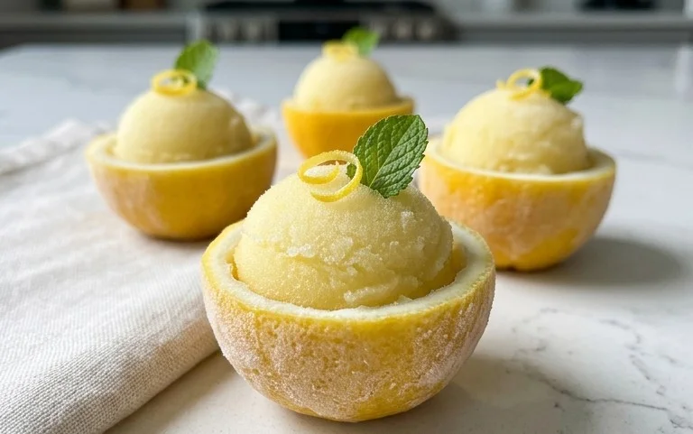 Sorbetto di Limone Dressed Up in a Frozen Lemon Shell