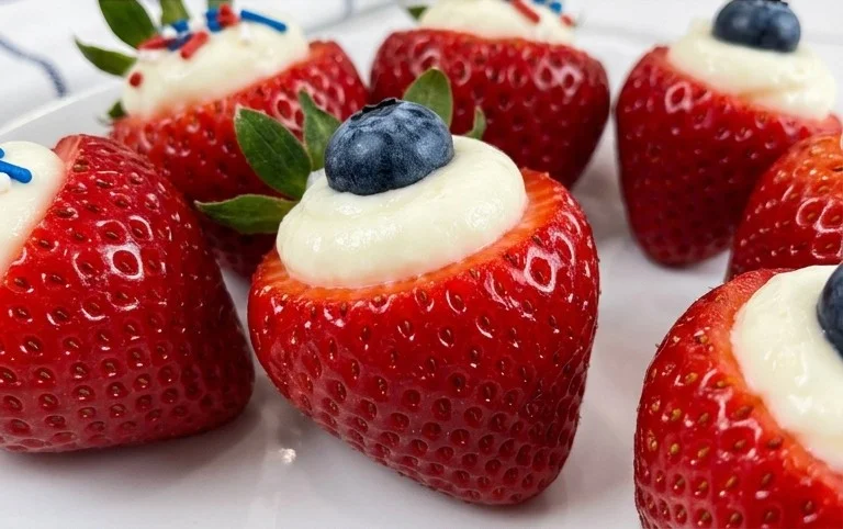 Red, White, and Blue Cheesecake Strawberries